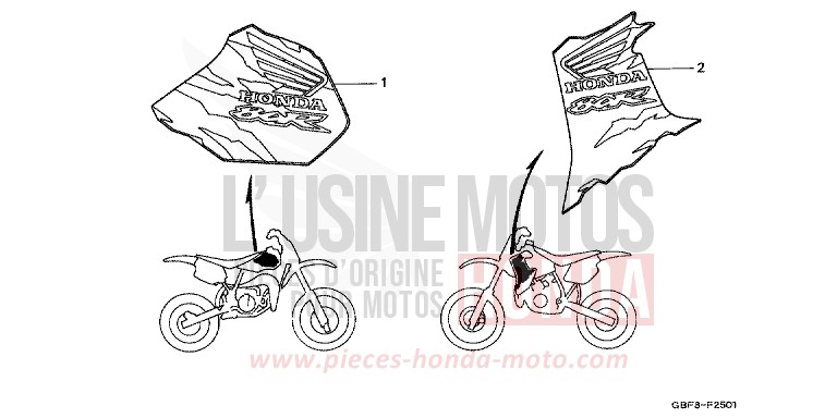 MARQUE (2) de CR80R "Grandes Roues" NEUCLEAR RED (R177) de 1997